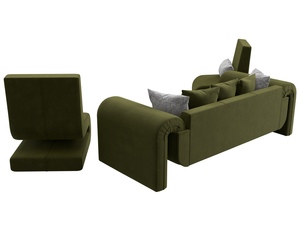 Набор Волна-1 (диван, 2 кресла), Микровельвет;Велюр, Зеленый;Серый