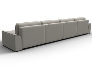 Диван П-образный Лига-048 НПБ лонг, Рогожка, Амур 02 бежевый