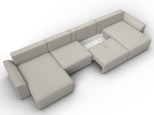 Диван П-образный Лига-048 НПБ лонг, Рогожка, Амур 02 бежевый