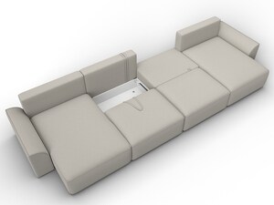 Диван П-образный Лига-048 НПБ лонг, Рогожка, Амур 02 бежевый