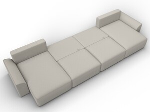 Диван П-образный Лига-048 НПБ лонг, Рогожка, Амур 02 бежевый