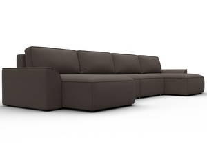 Диван П-образный Лига-048 НПБ лонг, Рогожка, Амур 05 коричневый