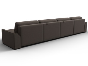 Диван П-образный Лига-048 НПБ лонг, Рогожка, Амур 05 коричневый