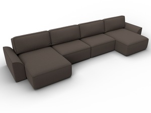 Диван П-образный Лига-048 НПБ лонг, Рогожка, Амур 05 коричневый