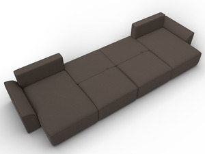 Диван П-образный Лига-048 НПБ лонг, Рогожка, Амур 05 коричневый