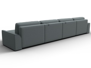 Диван П-образный Лига-048 НПБ лонг, Рогожка, Амур 07 серый