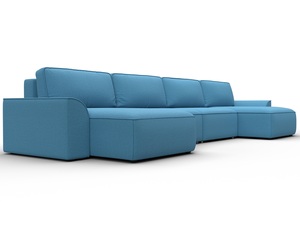 Диван П-образный Лига-048 НПБ лонг, Рогожка, Амур 10 голубой