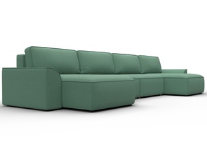 Диван П-образный Лига-048 НПБ лонг, Рогожка, Амур 11 зеленый