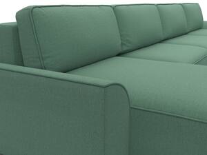Диван П-образный Лига-048 НПБ лонг, Рогожка, Амур 11 зеленый