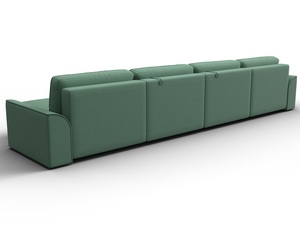 Диван П-образный Лига-048 НПБ лонг, Рогожка, Амур 11 зеленый