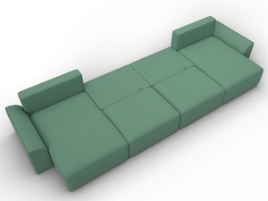 Диван П-образный Лига-048 НПБ лонг, Рогожка, Амур 11 зеленый