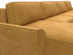 Диван П-образный Лига-048 НПБ лонг, Велюр, BRUT 10 желтый