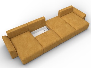 Диван П-образный Лига-048 НПБ лонг, Велюр, BRUT 10 желтый