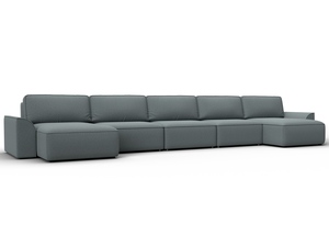 Диван П-образный Лига-048 НПБ МегаЛонг, Рогожка, Амур 07 серый