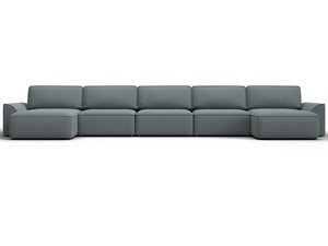 Диван П-образный Лига-048 НПБ МегаЛонг, Рогожка, Амур 07 серый