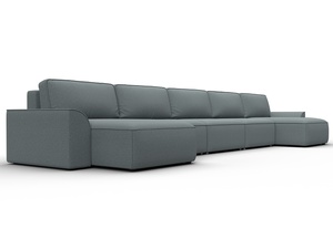 Диван П-образный Лига-048 НПБ МегаЛонг, Рогожка, Амур 07 серый