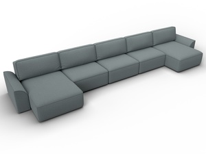Диван П-образный Лига-048 НПБ МегаЛонг, Рогожка, Амур 07 серый