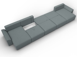 Диван П-образный Лига-048 НПБ МегаЛонг, Рогожка, Амур 07 серый