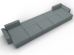 Диван П-образный Лига-048 НПБ МегаЛонг, Рогожка, Амур 07 серый