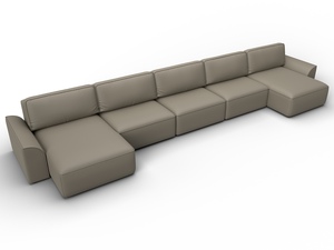 Диван П-образный Лига-048 НПБ МегаЛонг, Экокожа, GRIFON 04 бежевый