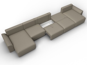 Диван П-образный Лига-048 НПБ МегаЛонг, Экокожа, GRIFON 04 бежевый