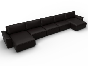 Диван П-образный Лига-048 НПБ МегаЛонг, Экокожа, GRIFON 12 коричневый