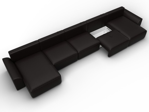 Диван П-образный Лига-048 НПБ МегаЛонг, Экокожа, GRIFON 12 коричневый