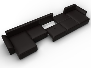 Диван П-образный Лига-048 НПБ МегаЛонг, Экокожа, GRIFON 12 коричневый