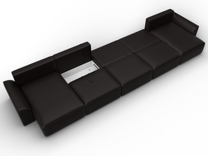 Диван П-образный Лига-048 НПБ МегаЛонг, Экокожа, GRIFON 12 коричневый