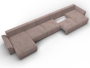 Диван П-образный Лига-048 НПБ МегаЛонг, Велюр, TOWER 05 бежевый