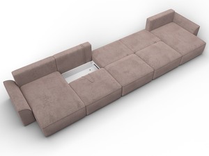 Диван П-образный Лига-048 НПБ МегаЛонг, Велюр, TOWER 05 бежевый