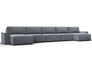 Диван П-образный Лига-048 НПБ МегаЛонг, Велюр, TOWER 10 серый