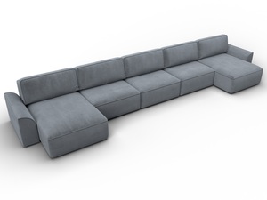 Диван П-образный Лига-048 НПБ МегаЛонг, Велюр, TOWER 10 серый