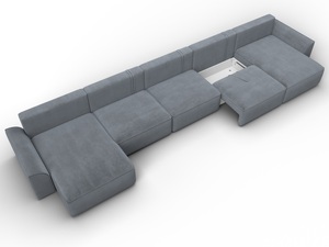 Диван П-образный Лига-048 НПБ МегаЛонг, Велюр, TOWER 10 серый