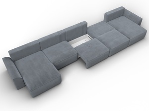 Диван П-образный Лига-048 НПБ МегаЛонг, Велюр, TOWER 10 серый