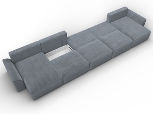 Диван П-образный Лига-048 НПБ МегаЛонг, Велюр, TOWER 10 серый