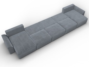 Диван П-образный Лига-048 НПБ МегаЛонг, Велюр, TOWER 10 серый