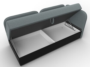 Тахта Лига-094 НПБ, Рогожка;Экокожа, Амур 07 серый;черный