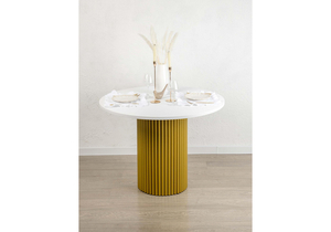 Стол деревянный, Барел 90 белый / золото