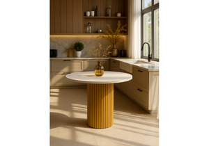 Стол деревянный, Барел 90 белый / золото