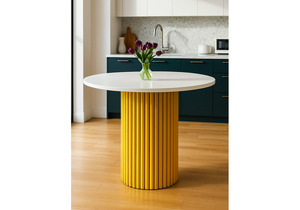 Стол деревянный, Барел 90 белый / золото