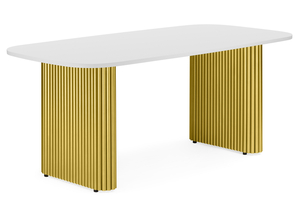 Стол деревянный, Бавария B 200 х 90 белая пленка шагрень / золото
