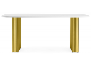 Стол деревянный, Бавария B 200 х 90 белая пленка шагрень / золото