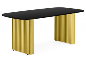 Стол деревянный, Бавария B 180 х 90 черная пленка шагрень / золото