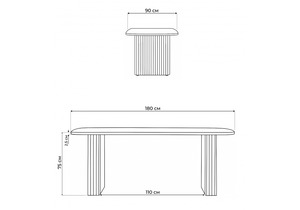 Стол деревянный, Бавария B 180 х 90 черная пленка шагрень / золото