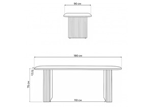 Стол деревянный, Бавария B 180 х 90 белая пленка шагрень / золото