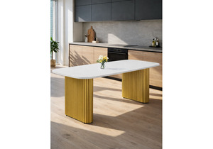 Стол деревянный, Бавария B 160 х 90 белая пленка шагрень / золото