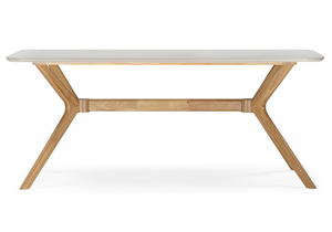 Керамический стол, Unika 180x80 белый спеченный камень / светлое дерево