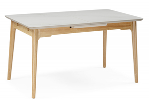 Керамический стол, Halmar 140(180)x80 белый спеченный камень / светлое дерево