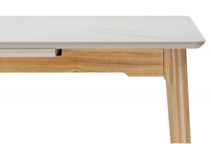 Керамический стол, Halmar 140(180)x80 белый спеченный камень / светлое дерево